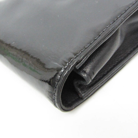 Chanel Caviar Skin Coco Mark Women's Patent Leather Pouch Black
